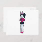 Carte Postale Lapin en secrétaire avec bloc-notes et lunettes (Devant / Derrière)