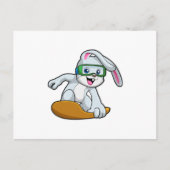 Carte Postale Lapin en tant que snowboardeur avec snowboard (Devant)