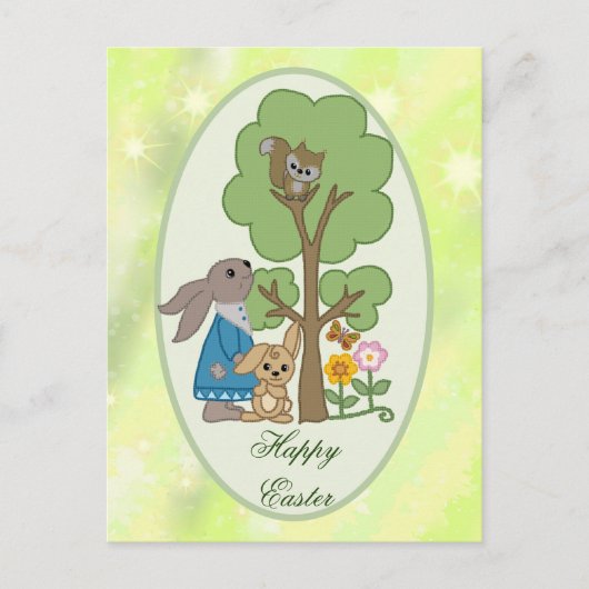 Carte Postale lapin et écureuils (Devant)