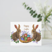 Carte Postale Lapin Et Oeufs De Pâques (Debout devant)