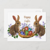 Carte Postale Lapin Et Oeufs De Pâques (Devant / Derrière)