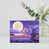 Carte Postale Lapin et Pleine lune de Chuseok, violet (Debout devant)