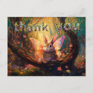 Carte Postale Lapin fantaisiste forêt enchantée Merci