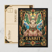 Carte Postale Lapin, faune Art déco (Devant / Derrière)