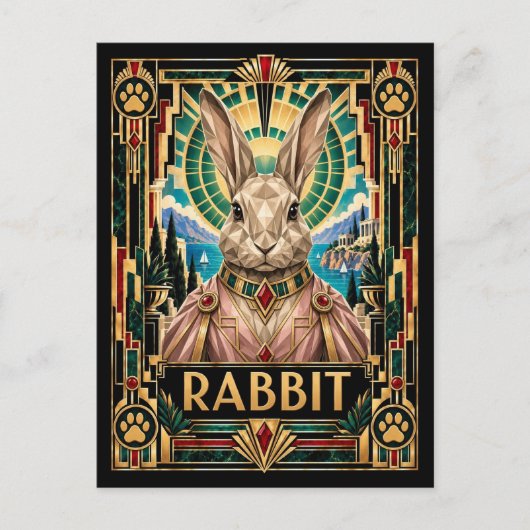 Carte Postale Lapin, faune Art déco (Devant)