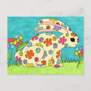 Carte Postale Lapin Fleur
