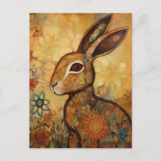 Carte Postale Lapin floral (Devant)