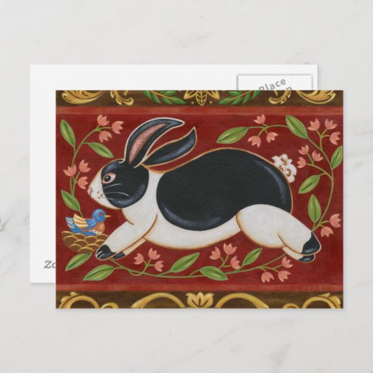 Carte Postale Lapin Folk (Devant / Derrière)