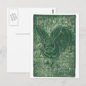 Carte Postale Lapin Gris dans l'Herbe (Devant / Derrière)