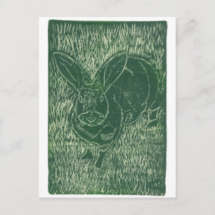 Carte Postale Lapin Gris dans l'Herbe