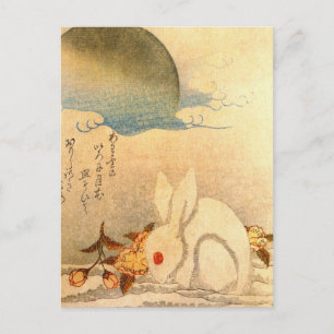 Carte Postale Lapin Jouer dans la neige par Hokushu