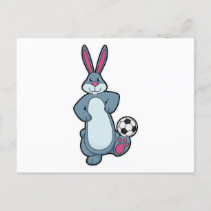 Carte Postale Lapin joueur de football avec ballon de football