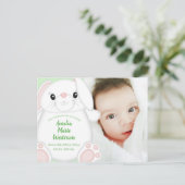 Carte Postale Lapin Lapin Baby shower Vert (Debout devant)