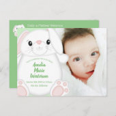 Carte Postale Lapin Lapin Baby shower Vert (Devant / Derrière)