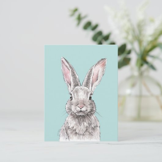 Carte Postale Lapin lapin dessin mignon printemps art animal (Debout devant)