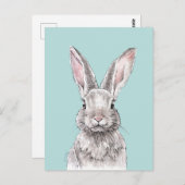 Carte Postale Lapin lapin dessin mignon printemps art animal (Devant / Derrière)