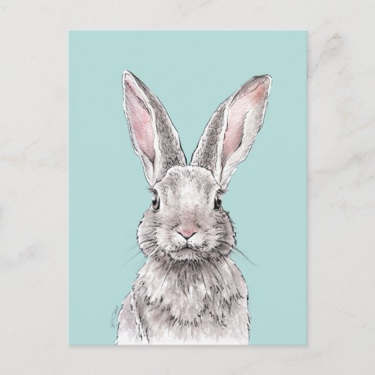 Carte Postale Lapin lapin dessin mignon printemps art animal (Devant)