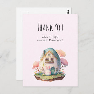 Carte Postale Lapin Lapin Rose Cute Kawaii Style Merci