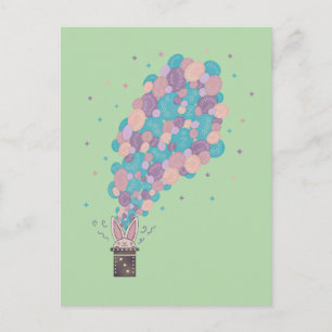 Carte Postale Lapin Magicien Bulles Explosion Magie Fantaisist