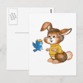 Carte postale lapin mignet et bleu (Devant / Derrière)