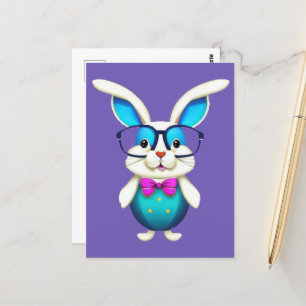 Carte Postale Lapin mignon avec lunettes