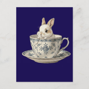 Carte Postale Lapin mignon dans l'art de la tasse à thé