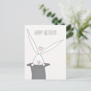 Carte Postale Lapin Mignon dans un Chapeau Haut de Forme - Anniv