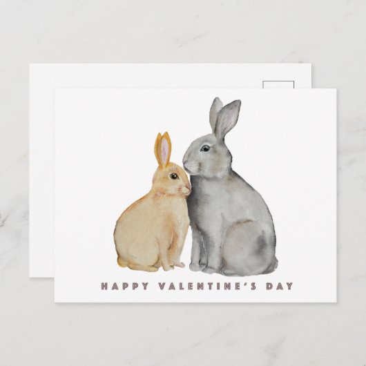 Carte Postale Lapin mignon de la Saint-Valentin (Devant / Derrière)