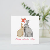 Carte postale lapin mignonne de la Saint-Valentin (Debout devant)