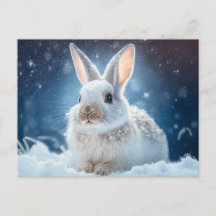 Carte postale Lapin Neige