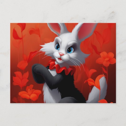 Carte Postale Lapin Noir Et Blanc (Devant)