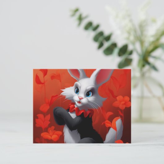 Carte Postale Lapin Noir Et Blanc (Debout devant)
