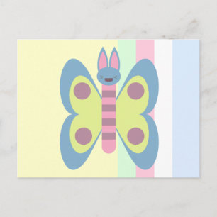 Carte Postale Lapin papillon hybride Kawaii adorable