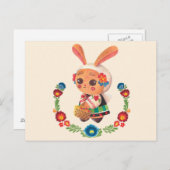 Carte Postale Lapin Polonais Fleur (Devant / Derrière)