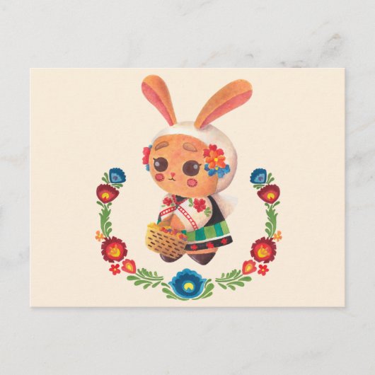 Carte Postale Lapin Polonais Fleur (Devant)