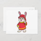 Carte Postale Lapin pompier avec casque (Devant / Derrière)