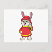 Carte Postale Lapin pompier avec casque (Devant)