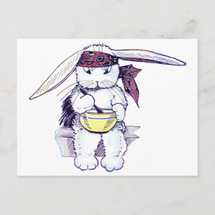 Carte Postale Lapin portant Bandanna et mangeant des céréales