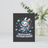 Carte Postale Lapin Professionnel Éviteur d'Astéroïdes (Debout devant)