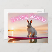 Carte Postale Lapin qui fait du surf (Devant / Derrière)
