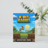 Carte Postale Lapin, Rétro Pixel Art 8 Bits (Debout devant)