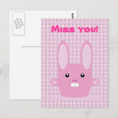 Carte Postale Lapin rose (Devant / Derrière)