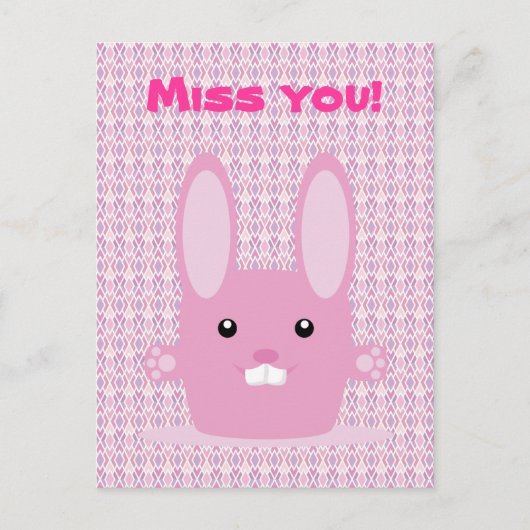 Carte Postale Lapin rose (Devant)