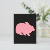 Carte Postale Lapin rose sur noir (Debout devant)