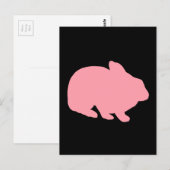 Carte Postale Lapin rose sur noir (Devant / Derrière)