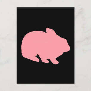 Carte Postale Lapin rose sur noir