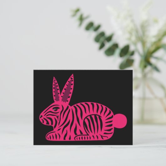 Carte Postale Lapin rose Zebra (Debout devant)
