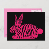 Carte Postale Lapin rose Zebra (Devant / Derrière)
