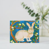 Carte Postale Lapin sauvage et branches fleuries (Debout devant)