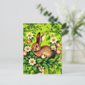 Carte Postale Lapin sauvage et fleurs Art nouveau (Debout devant)
